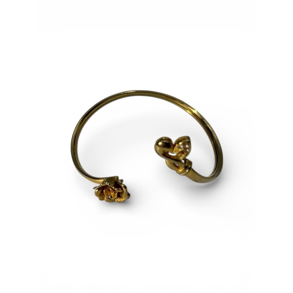 Vintage Gold Tone‎ Rose Flower 2.5" diameter Cuff Bracelet - Picture 4 of 6